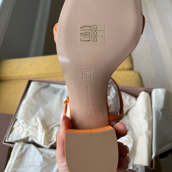 Gianvito Rossi women orange Cruz braided leather and suede sandals 37.5 Brandnew - Picture 6 of 7